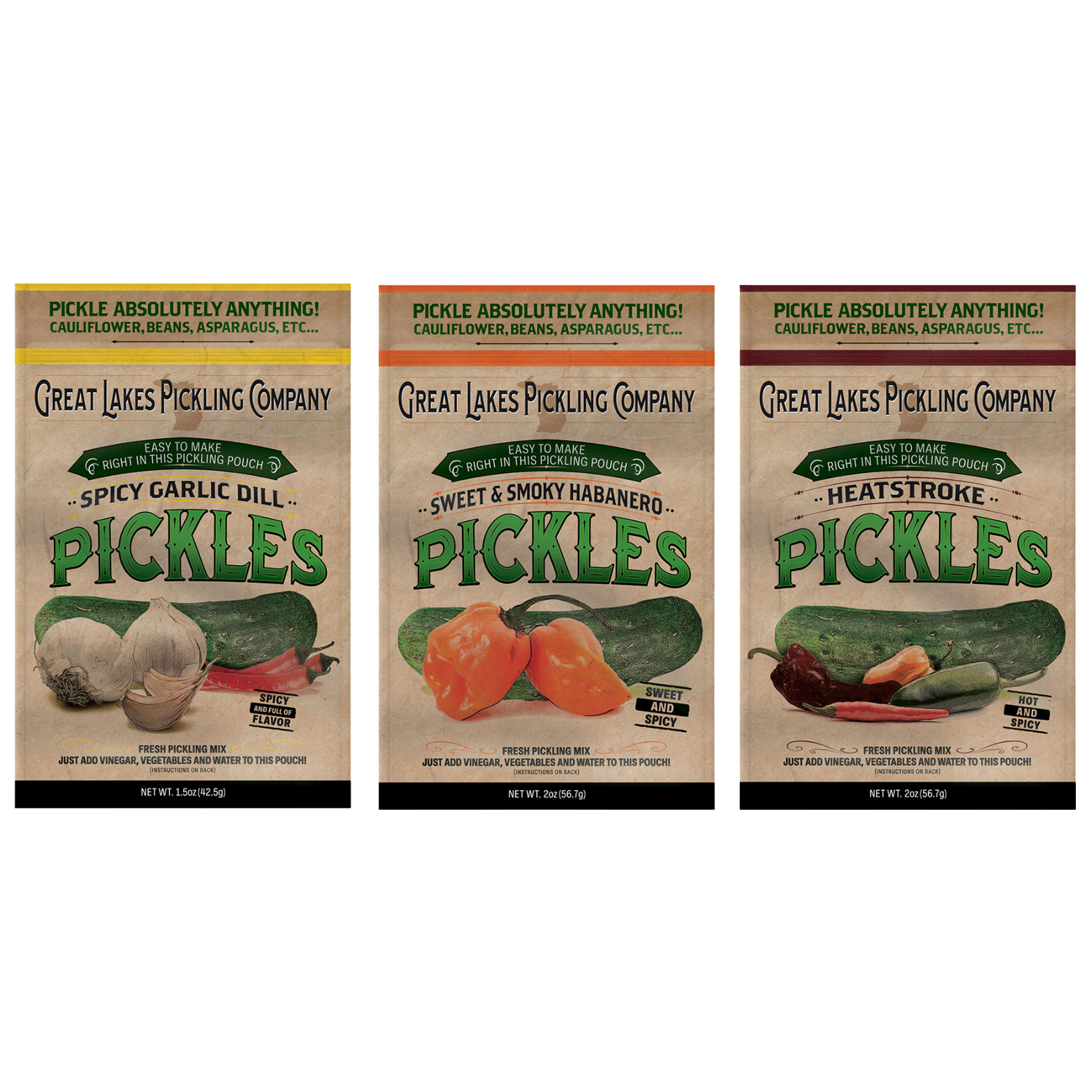 Great Lakes Pickling Company spicy pickling pouches bundle