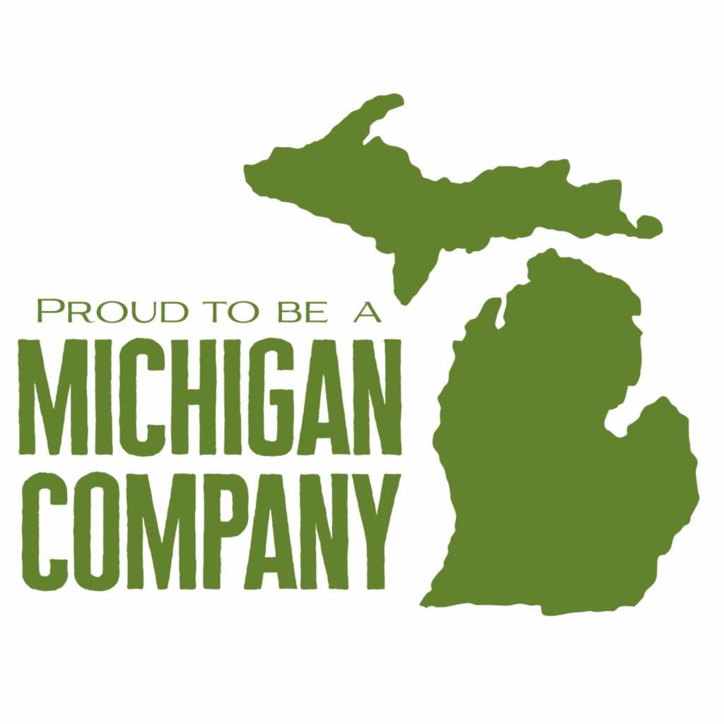 Proud to be a Michigan Company graphic with state outline